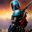 Placeholder: 'Jango Fett helmet',ancient metal armor and helmet ,painting by gaston bussiere, greg rutkowski, yoji shinkawa, yoshitaka amano, tsutomu nihei, donato giancola, tim hildebrandt, oil on canvas, cinematic composition, extreme detail,fit full head inside picture,16k