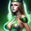 Placeholder: Voluptuos beautiful young woman with green eyes realistic in bikini armor