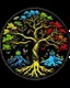Placeholder: The tree of life consists of four seasons: spring, summer, autumn, winter, along with light and darkness, star, moon, sun, yang-ying, water, wind, soil, fire, love, blue, yellow, red and black.