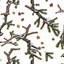 Placeholder: detailed Real Tree Camouflage made of bare branches, fir branches, dried maple leaves, snow and dirt, light drop shadows, white background, seamless repeatable texture camo pattern, muted color