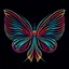 Placeholder: symetry!!, butterfly!!, view from a side, wings waving, logo, NFT, futuristic, curves, lines, simple, gradient