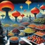 Placeholder: [illustration by Jean-Claude Mézières (1967)] Alien Markets, where the bustling stalls overflow with exotic goods and creatures from distant galaxies. Here, the air is filled with the scent of sizzling plasma fruits, a delicacy coveted by the tentacled Trilaxians. Vendors peddle shimmering energy crystals that pulse with unknown power, sought after by the mysterious beings of the Nebula Cluster. Tools crafted from the rarest metals mined from the asteroid belts are bartered for by the mechanical