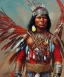 Placeholder: Guaicaipuro, native american, 30 years old, Muscular warrior, red feathers headdress