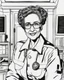 Placeholder: Outline art for coloring pages with Katherine Johnson, white background, sketch style, only use black outline, white background, no shadows and well and clear outline