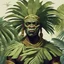 Placeholder: dnd, portrait of negroid in costume from banana leafs