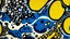 Placeholder: Dark blue underwater depths with holes painted by Roy Lichtenstein