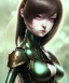 Placeholder: Detailed cute anime Kunoichi girl, long brown hair, green eyes, black latex bodysuit, intricate details, full body portrait, keep head in frame, slight smile, black Japanese motif, concept art, highly detailed, digital painting, concept art, sharp focus, illustration, art by Yoji Shinkawa, WLOP and greg rutkowski and alphonse mucha and artgerm and yanjun Chen and Junji ito and Makoto Shinkai, HDR, octane render