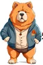 Placeholder: Humanoid chow chow dog wearing casual clothes