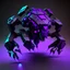 Placeholder: neon black and purple quadrupedal robot with a 3D hexagon head