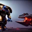 Placeholder: Space marine wearing heavy armor and shooting dinosaur, 8k, unreal engine 5,high res.