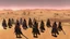 Placeholder: desert, highly detailed, comic style warriors from behind, in the background far away a city