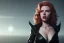 Placeholder: Scarlett Johansson as evil queen in black leather gown, cleavage, angry, stern look unreal 5, octane render,cinema4d, dynamic lighting, dramatic lighting, 4k, redshift render, highly detailed, hyper realistic, in space