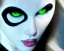 Placeholder: White catwoman, goddess, trippy, eyes different colored