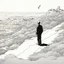 Placeholder: a alone man. pen and ink, birds eye view, illustrated by hergé, Background space and earth