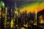 Placeholder: Night, cyberpunk buildings in the mountains, tendency to science fiction, realistic vision, impressionism painting