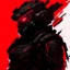 Placeholder: Greek Spartan with dark armour, plumed helmet, muted colors, black, white, red, glitch art, digital collage, HUD, futuristic, by Benedick Bana