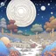 Placeholder: Peaceful night, sky filled with galaxies, stars, planets; rocks scattered on the ground, animals, trees, flowers, one-line drawing, sharp focus, 8k, 3d, intricate, rich colors