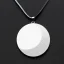 Placeholder: necklace with a simple, elegant design featuring a single, shimmering polyester in moon pendant