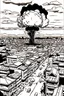 Placeholder: Hiroshima bomb, line arts, manga style