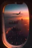 Placeholder: Sunset view of Los Angeles from an airplane window