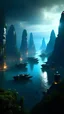 Placeholder: sci fi planet, mass effect city, ha long bay