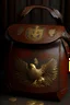 Placeholder: in the BASEMENT there is an old, broken brown oblong leather chest with short handles, with a hole on the side, gold coins from the time of Catherine the Great fall out of it. The ancient coat of arms of tsarist Russia, the double-headed eagle, is BARELY VISIBLE on the bag. All in high quality 8K