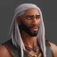 Placeholder: African male swordsman, white hair, dreadlocks, leather armor, fantasy art, portrait