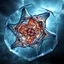 Placeholder: Dynamic hypnotic fractal 3D structures pentagonal Symmetry twisting and morphing between organic and geometric forms , smooth translucent iridescent glass with inner glow and bubbles, varied transparent materials, stormy skies, intense dramatic