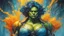Placeholder: woman hulk iSteampunk, cyberpunk, analog style, Portrait of a cyborg yellow blue turcoise and orange multicolor ink flow: 8k resolution photorealistic masterpiece: Albert Seveso: Anna Dittmann: intricately detailed fluid gouache painting: by Jean Baptiste Mongue: calligraphy: acrylic: watercolor art, professional photography, natural lighting, volumetric lighting maximalist photoillustration: by marton bobzert: 8k resolution concept art intricately detailed, complex, elegant, expansive, fantasti