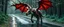 Placeholder: moose dragon rex with powerful wings in forest by the wet shiny road