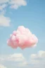 Placeholder: A pink plastic cloud floating near a little girl, whimsical