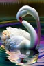 Placeholder: The swan is so beautifully colored , it drinks from a pool of water .