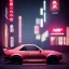 Placeholder: nissan skyline r34; tokyo; realistic; rain; neon signs