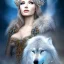 Placeholder: portrait of the most gorgeous, stunning, beautiful ice queen goddess with large wolf, intricate crystal ice crown, 8k resolution, high-quality, fine-detail, ornate, digital art, detailed matte, volumetric lighting, brian froud, howard lyon, selina french, anna dittmann, annie stokes, lisa parker, greg rutowski,