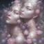 Placeholder: fantasy magic, intricate, sharp focus, illustration, highly detailed, digital painting, concept art, artgerm and paul lewin and kehinde wiley, masterpiece sexy lips Asian lady body flowers head silver bright rain lady outer space pretty, pink blue