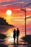 Placeholder: abstract sunset watched by young lovers