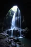 Placeholder: A cave with covered with waterfalls