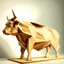 Placeholder: low polygon bull made out of wood