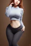 Placeholder: Thick busty girl wearing sweater and leggings, cute, beautiful