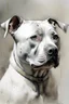 Placeholder: Portrait of a White Staffie dog with gentle expression in the style of Willem Haenraets, Yoji Shinkawa, Guy Denning, Florian Nicolle In chalk and rough pastel