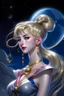 Placeholder: Create a stunning, full body, photorealistic illustration of Sailor Moon's transformation sequence, highlighting her evolution into a beautiful and powerful woman. Ensure that the details, colors, and lighting capture the essence of her character and the magic of the transformation