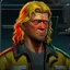 Placeholder: The submarine mechanic Blicke Blocknyckel, a blonde man with a mullet and muttonchops beard realistic grimdark