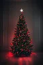 Placeholder: christmas tree with red lights in dark room