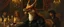 Placeholder: portrait painted by Rembrandt, stupid looking fire breathing dragon fox at banquet