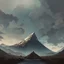 Placeholder: lonely mountain in an icy sea