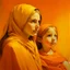 Placeholder: Neoclassicism realistic yellow orange tuscany woman and child