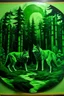 Placeholder: A green viny forest with wolves painted by Xul Solar