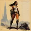 Placeholder: ConceptSheet: woman paladin and her espadon with statistics [by frank frazetta]