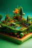 Placeholder: Un paisaje con clima veraniego, la flora esta formada por plantas compuestas por componentes electrónicos y la y la fauna compuesta por juguetes.