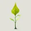 Placeholder: concept art of low poly stylized alien dry single leaf plant on a neutral background. Strange fictional extraterrestrial flora with unusual shapes